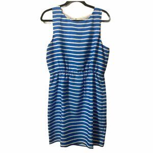 J Crew Factory Blue White Striped Sleeveless Sheath Dress Size 12